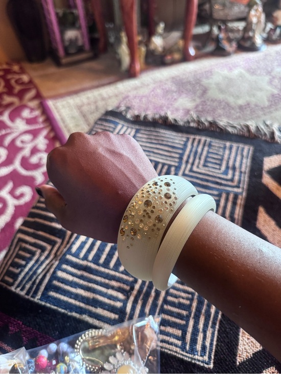 Jewelry - Elegant White Crystal-Embellished Bangle Bracelet